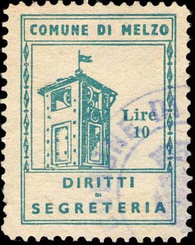 Marca da Bollo del Comune di MELZO su Carta Bianca di dimensioni 21 x 29 mm