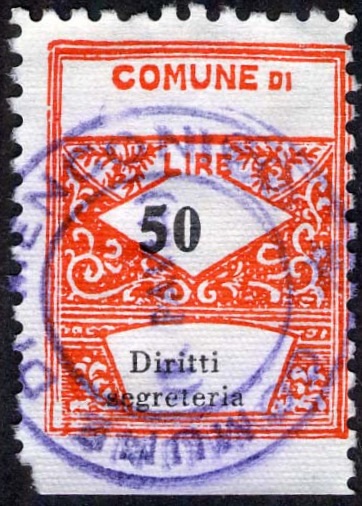 Marca da Bollo del Comune di MENCONICO su Carta Bianca di dimensioni 22 x 28 mm