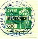 Marca da Bollo del Comune di MENCONICO su Carta Bianca di dimensioni 20 x 20 mm