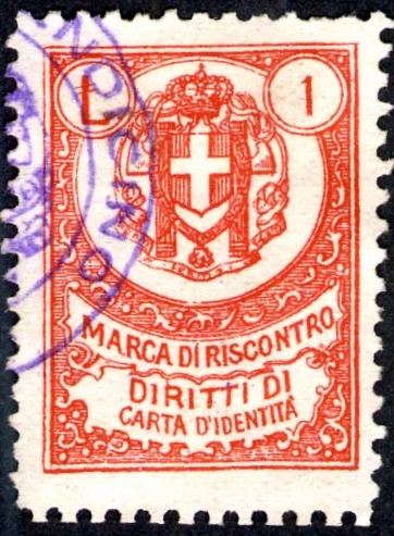 Marca da Bollo del Comune di MENDICINO su Carta Bianca di dimensioni 26 x 36 mm