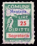 Marca da Bollo del Comune di MENTANA su Carta Bianca di dimensioni 18 X 25,5 mm