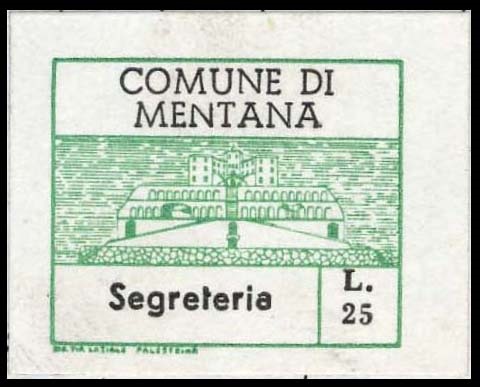 Marca da Bollo del Comune di MENTANA su Carta Bianca di dimensioni 24 x 20 mm