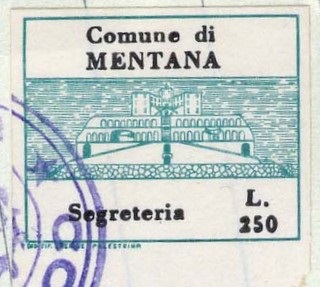 Marca da Bollo del Comune di MENTANA su Carta Bianca di dimensioni 20,5 x 17 mm