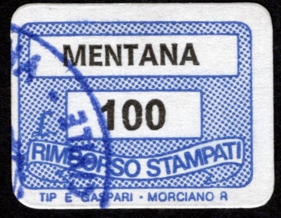 Marca da Bollo del Comune di MENTANA su Carta Bianca di dimensioni 20 x 14 mm