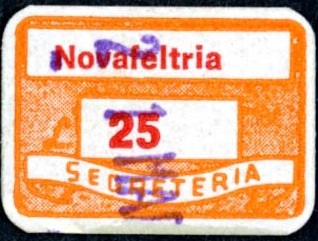 Marca da Bollo del Comune di NOVAFELTRIA (MERCATINO MARECCHIA) su Carta Bianca di dimensioni 20 x 13,5 mm