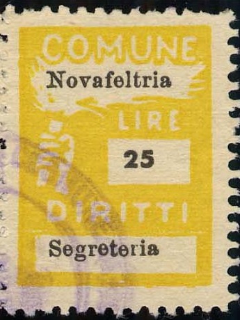 Marca da Bollo del Comune di NOVAFELTRIA (MERCATINO MARECCHIA) su Carta Bianca di dimensioni 18,5 x 26 mm