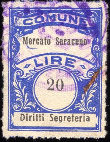 Marca da Bollo del Comune di MERCATO SARACENO su Carta Bianca di dimensioni 22 x 29,5 mm