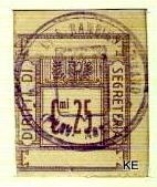 Marca da Bollo del Comune di MERCENASCO su Carta Bianca di dimensioni 25,5 x 30,5 mm