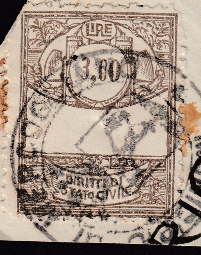 Marca da Bollo del Comune di MERCOGLIANO su Carta Bianca di dimensioni 22 x 28 mm