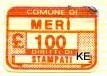 Marca da Bollo del Comune di MERI´ su Carta Bianca di dimensioni 19,5 x 13,5 mm