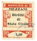 Marca da Bollo del Comune di MEZZANI su Carta Bianca Sottile di dimensioni 25 x 28,5 mm
