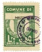 Marca da Bollo del Comune di MEZZANINO su Carta Bianca Sottile di dimensioni 24 x 32,5 mm