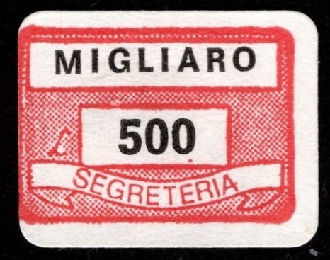 Marca da Bollo del Comune di MIGLIARO su Carta Bianca di dimensioni 20 x 14 mm