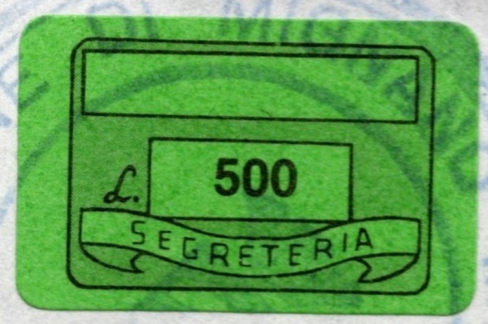Marca da Bollo del Comune di MIGNANO MONTE LUNGO su Carta Colorata di dimensioni 20 x 14 mm
