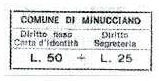 Marca da Bollo del Comune di MINUCCIANO su Carta Bianca di dimensioni 37 x 15 mm