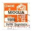 Marca da Bollo del Comune di MIOGLIA su Carta Bianca di dimensioni 20 x 20 mm