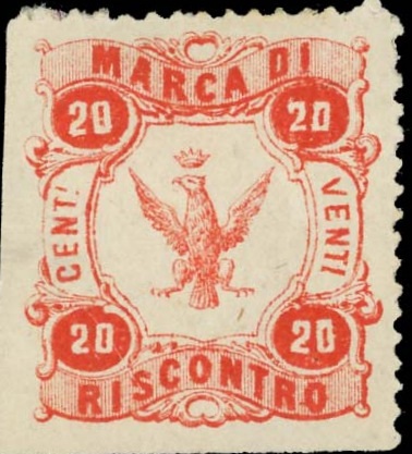 Marca da Bollo del Comune di MISTRETTA su Carta Bianca di dimensioni 22,5 x 24,5 mm