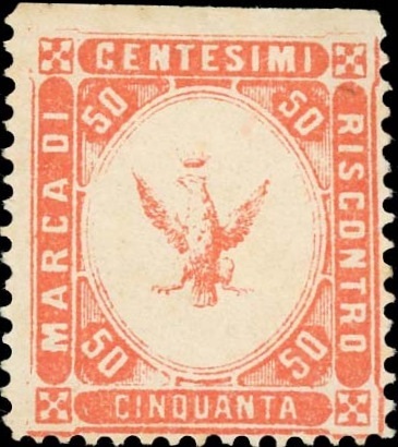 Marca da Bollo del Comune di MISTRETTA su Carta Bianca di dimensioni 22,5 x 25,5 mm