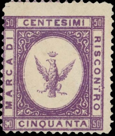 Marca da Bollo del Comune di MISTRETTA su Carta Bianca di dimensioni 22 x 25 mm