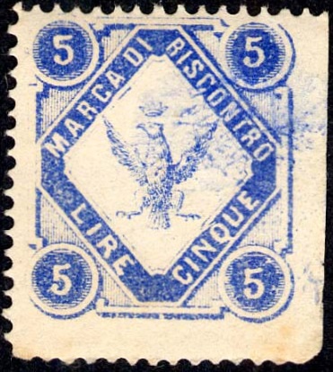 Marca da Bollo del Comune di MISTRETTA su Carta Bianca di dimensioni 21 x 23,5 mm