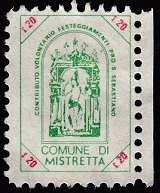 Marca da Bollo del Comune di MISTRETTA su Carta Bianca di dimensioni 17,5 x 26,5 mm