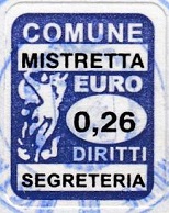 Marca da Bollo del Comune di MISTRETTA su Carta Bianca di dimensioni 16 x 20,5 mm