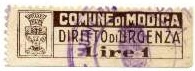 Marca da Bollo del Comune di MODICA su Carta Bianca di dimensioni 41 x 11,5 mm