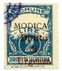Marca da Bollo del Comune di MODICA su Carta Bianca Sittile di dimensioni 22,5 x 30,5 mm