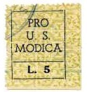 Marca da Bollo del Comune di MODICA su Carta Bianca Sittile di dimensioni 19 x 24 mm