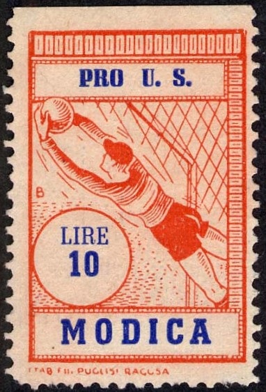 Marca da Bollo del Comune di MODICA su Carta Bianca di dimensioni 21,5 x 34 mm