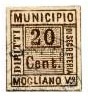 Marca da Bollo del Comune di MOGLIANO VENETO su Carta Bianca di dimensioni 16 x 19 mm