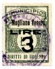 Marca da Bollo del Comune di MOGLIANO VENETO su Carta Bianca Sottile di dimensioni 22,5 x 29 mm