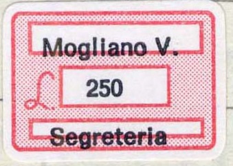 Marca da Bollo del Comune di MOGLIANO VENETO su Carta Bianca di dimensioni 19 x 14 mm