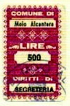 Marca da Bollo del Comune di MOIO ALCANTARA su Carta Bianca di dimensioni 19,5 x 32,5 mm