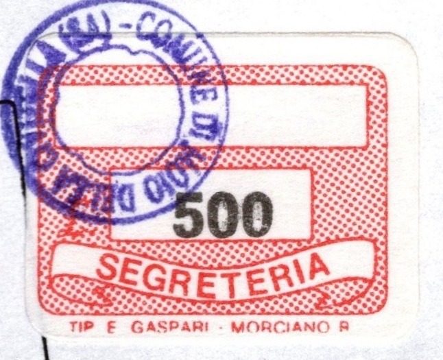 Marca da Bollo del Comune di MOIO DELLA CIVITELLA su Carta Bianca di dimensioni 20 x 14 mm