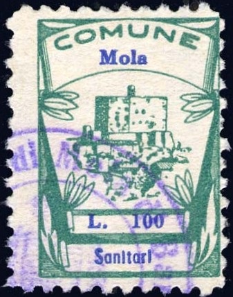 Marca da Bollo del Comune di MOLA DI BARI su Carta Bianca di dimensioni mm