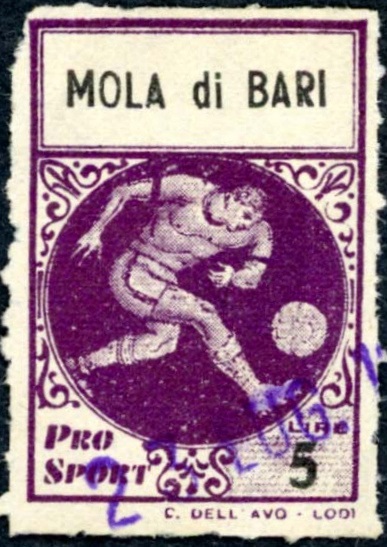Marca da Bollo del Comune di MOLA DI BARI su Carta Bianca di dimensioni 22 x 32,5 mm