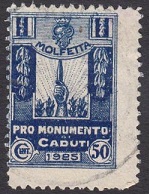 Marca da Bollo del Comune di MOLFETTA su Carta Bianca di dimensioni 20 x 28 mm