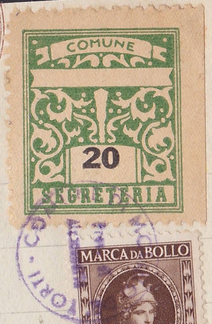 Marca da Bollo del Comune di MOLINO DEI TORTI su Carta Bianca di dimensioni 23 x 27 mm