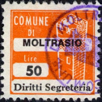 Marca da Bollo del Comune di MOLTRASIO su Carta Bianca di dimensioni 20 x 20 mm
