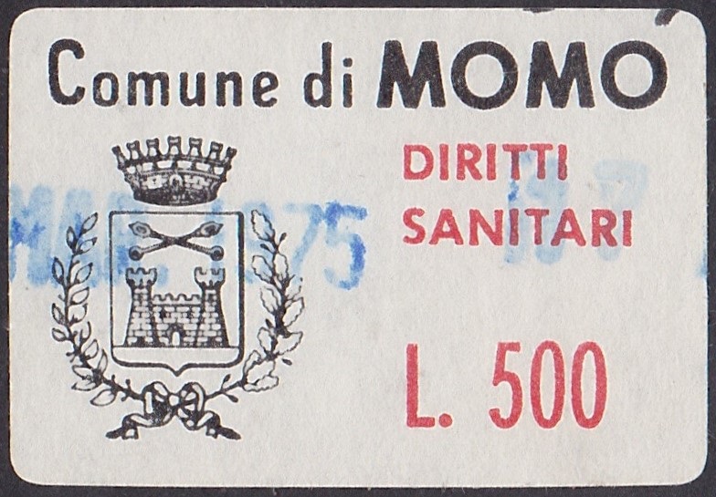 Marca da Bollo del Comune di MOMO su Carta Bianca Sottile di dimensioni 32 x 22 mm