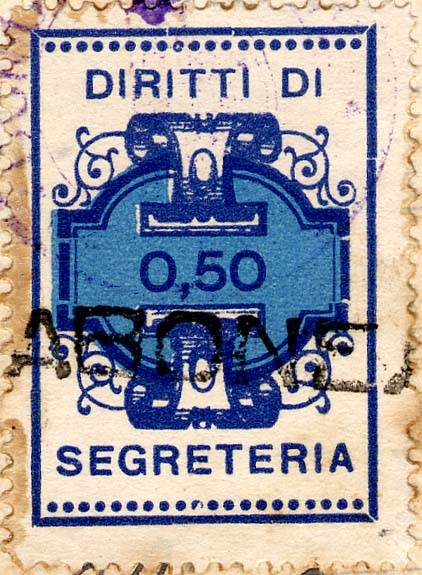 Marca da Bollo del Comune di MONTABONE su Carta Bianca di dimensioni 23,5 x 35 mm