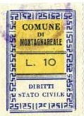 Marca da Bollo del Comune di MONTAGNAREALE su Carta Bianca di dimensioni 24,5 x 36 mm