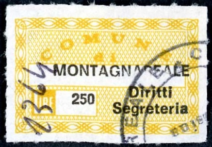 Marca da Bollo del Comune di MONTAGNAREALE su Carta Bianca di dimensioni mm