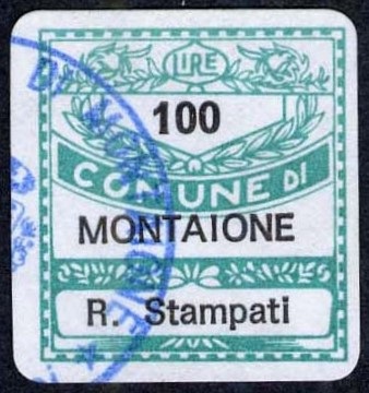 Marca da Bollo del Comune di MONTAIONE su Carta Bianca di dimensioni 20 x 20 mm