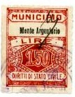 Marca da Bollo del Comune di MONTE ARGENTARIO su Carta Bianca di dimensioni 22 x 29 mm