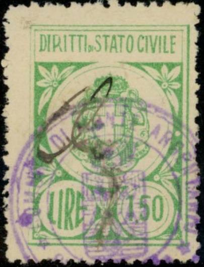 Marca da Bollo del Comune di MONTE ARGENTARIO su Carta Bianca di dimensioni 21 x 30 mm