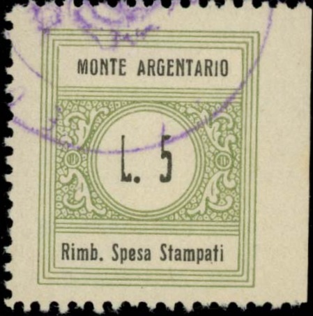Marca da Bollo del Comune di MONTE ARGENTARIO su Carta Bianca di dimensioni 21,5 x 25,5 mm