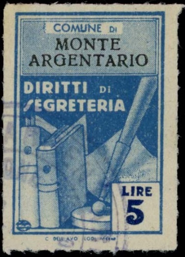 Marca da Bollo del Comune di MONTE ARGENTARIO su Carta Bianca di dimensioni 21 x 32,5 mm