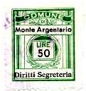 Marca da Bollo del Comune di MONTE ARGENTARIO su Carta Bianca di dimensioni 20,5 x 24,5 mm